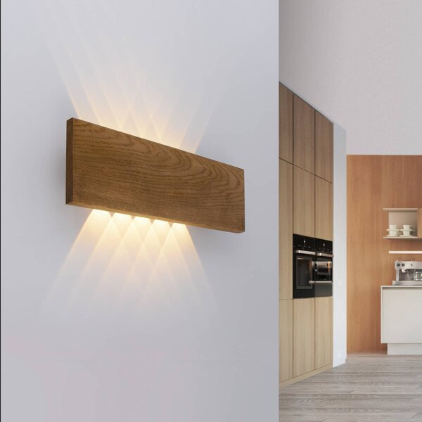 Paul Neuhaus Kinkiet Palma, ciemne drewno, salon / jadalnia, drewno, nowoczesny