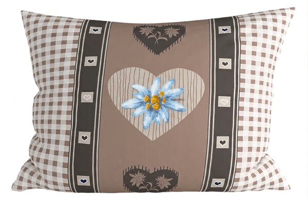 Polibawełniana poszewka na poduszkę HEART RETRO POLY 70x90 cm, brązowa