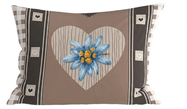Polibawełniana poszewka na poduszkę HEART RETRO POLY 50x70 cm, brązowy