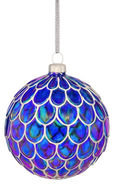 Szklana ozdoba świąteczna ENCHANTED 10 cm, niebieska