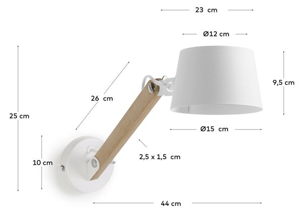 Biały/w naturalnym kolorze kinkiet dziecięcy z metalowym kloszem ø 60 cm Muse – Kave Home
