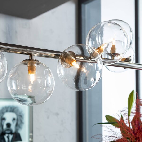 KARE Lampa wisząca designerska Scala Balls, możliwość ściemniania, chromowy / srebrny, salon / jadalnia, metal, design