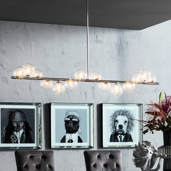 KARE Lampa wisząca designerska Scala Balls, możliwość ściemniania, chromowy / srebrny, salon / jadalnia, metal, design