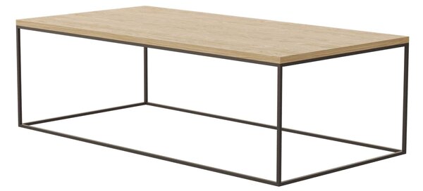 Stolik kawowy prostokątny metal drewno w stylu loft 100x50 cm