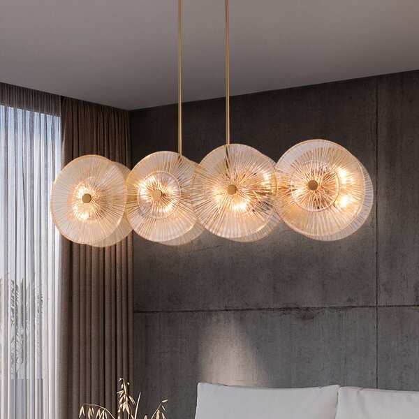 Maytoni Lampa wisząca Aster, możliwość ściemniania, mosiężny / złoty, salon / jadalnia, szkło