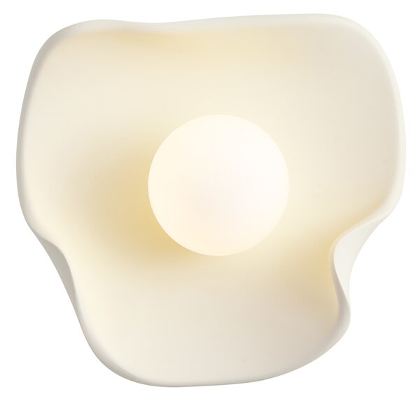 Lampa ścienna Japandi kremowa z białym szkłem - Parel
