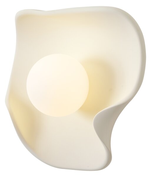 Lampa ścienna Japandi kremowa z białym szkłem - Parel