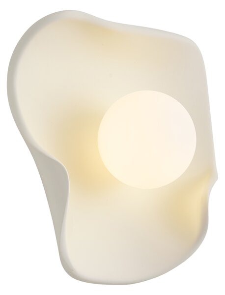 Lampa ścienna Japandi kremowa z białym szkłem - Parel