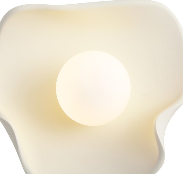 Lampa ścienna Japandi kremowa z białym szkłem - Parel