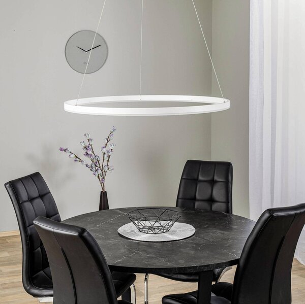Lampa wisząca Albiona Arcchio, możliwość ściemniania, biały / opal, kuchnia, metal, nowoczesny