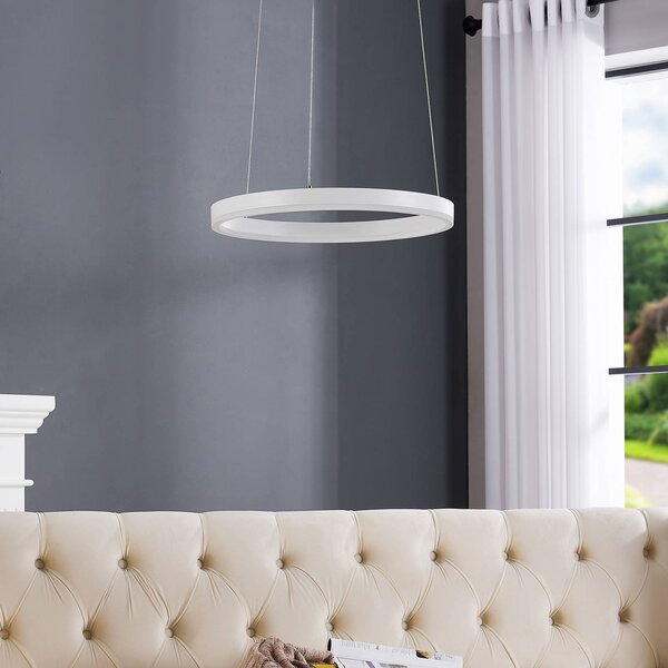 Lampa wisząca Albiona Arcchio, możliwość ściemniania, biały / opal, kuchnia, metal, nowoczesny