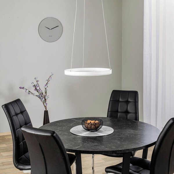 Lampa wisząca Albiona Arcchio, możliwość ściemniania, biały / opal, kuchnia, metal, nowoczesny