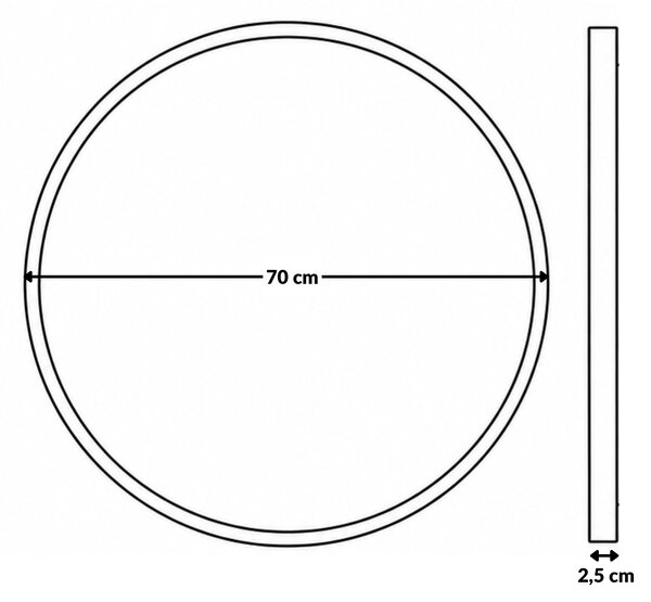 Okrągłe lustro ścienne w metalowej ramie, Ø 70 cm, czarne