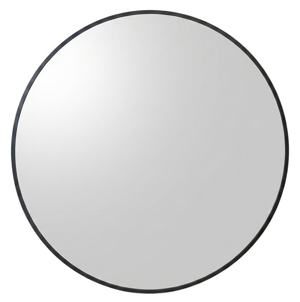 Okrągłe lustro ścienne w metalowej ramie, Ø 70 cm, czarne