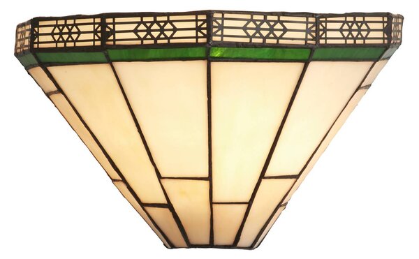 Searchlight Kinkiet tiffany New York, kremowy / amber, salon / jadalnia, metal, tiffany