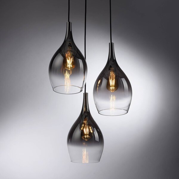 Paul Neuhaus Lampa wisząca Pilua, możliwość ściemniania, aluminiowy / szary / cynkowy, salon / jadalnia, szkło, nowoczesny