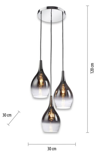 Paul Neuhaus Lampa wisząca Pilua, możliwość ściemniania, aluminiowy / szary / cynkowy, salon / jadalnia, szkło, nowoczesny