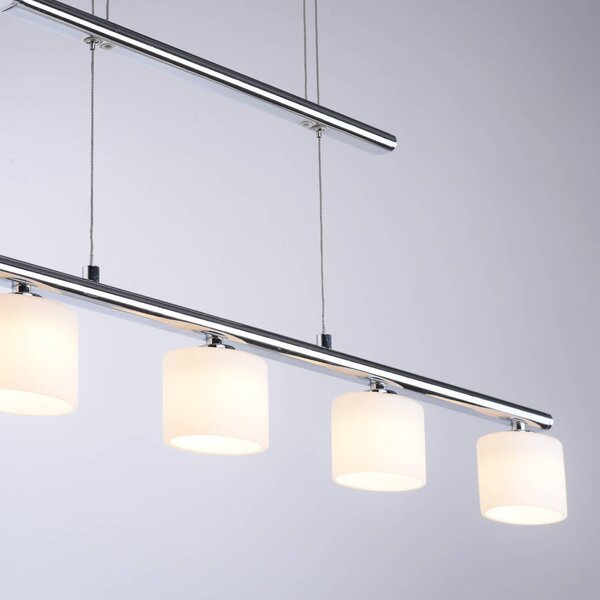 Paul Neuhaus Lampa wisząca Hydra, aluminiowy / szary / cynkowy, salon / jadalnia, szkło, nowoczesny