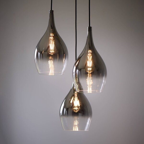 Paul Neuhaus Lampa wisząca Pilua, możliwość ściemniania, aluminiowy / szary / cynkowy, salon / jadalnia, szkło, nowoczesny