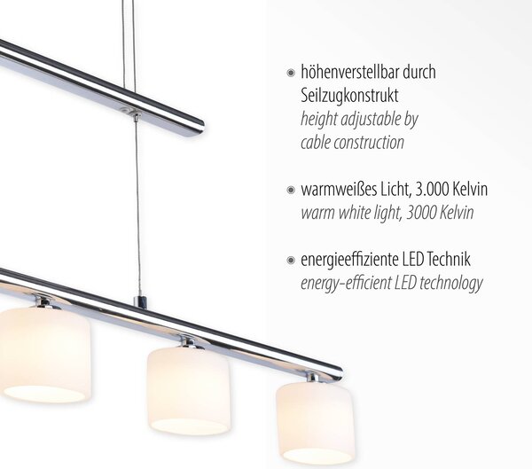 Paul Neuhaus Lampa wisząca Hydra, aluminiowy / szary / cynkowy, salon / jadalnia, szkło, nowoczesny