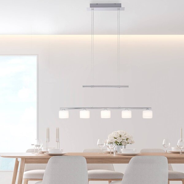 Paul Neuhaus Lampa wisząca Hydra, aluminiowy / szary / cynkowy, salon / jadalnia, szkło, nowoczesny