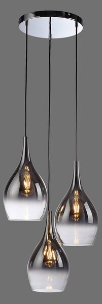 Paul Neuhaus Lampa wisząca Pilua, możliwość ściemniania, aluminiowy / szary / cynkowy, salon / jadalnia, szkło, nowoczesny