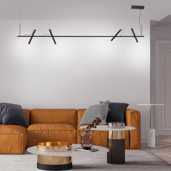 PURE Lampa wisząca Pure Tutua, możliwość ściemniania, czarny, salon / jadalnia, metal, nowoczesny