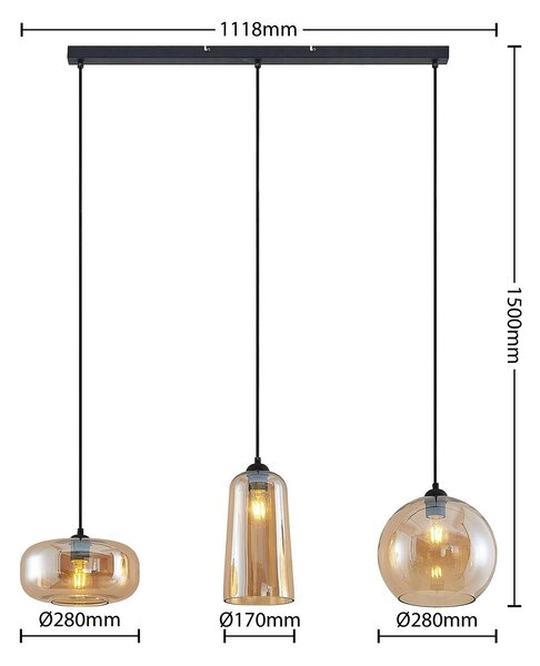Lampa wisząca szklana Wilja Lucande, możliwość ściemniania, kremowy / amber, salon / jadalnia, szkło, vintage