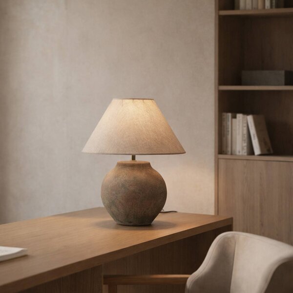 Lampa stołowa Thalorin Lucande, brązowy / rdzawy, salon / jadalnia, ceramika, skandynawski