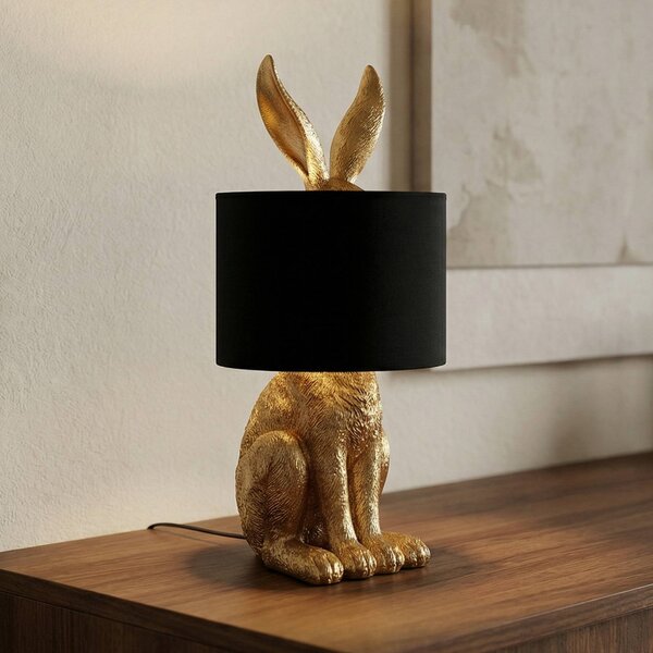 Lampa stołowa Lorentina Lindby, czarny, salon / jadalnia, tkanina / materiał / jedwab, design