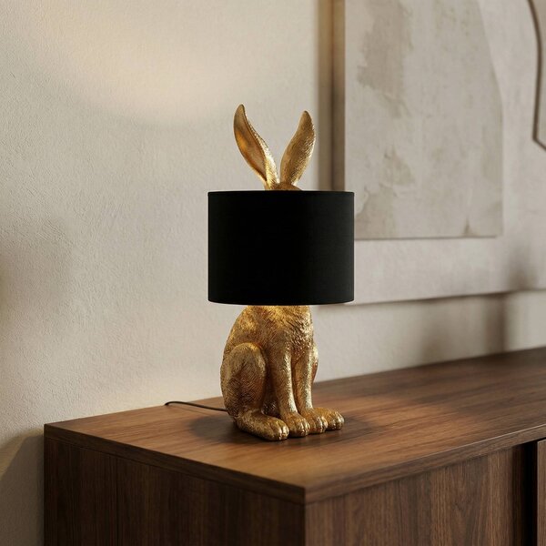 Lampa stołowa Lorentina Lindby, czarny, salon / jadalnia, tkanina / materiał / jedwab, design