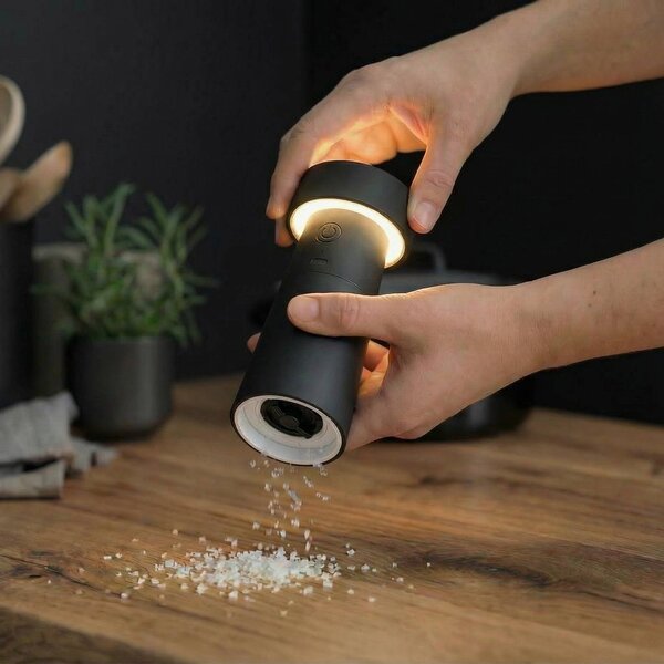 Lampa stołowa LED Pepper Lucande, aluminiowy / szary / cynkowy, salon / jadalnia, tworzywo sztuczne, nowoczesny