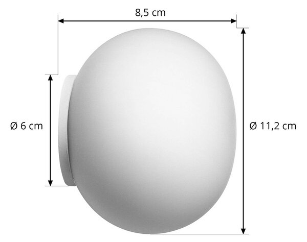 FLOS Kinkiet Mini Glo-Ball, możliwość ściemniania, biały / opal, salon / jadalnia, szkło, design