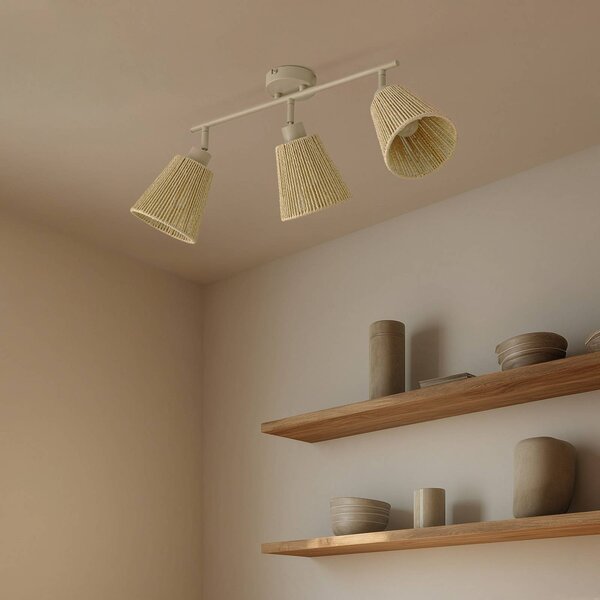 Lampa sufitowa Anuva Lindby, możliwość ściemniania, kremowy / amber, salon / jadalnia, papier / lunolit / lunopal, skandynawski