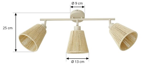 Lampa sufitowa Anuva Lindby, możliwość ściemniania, kremowy / amber, salon / jadalnia, papier / lunolit / lunopal, skandynawski