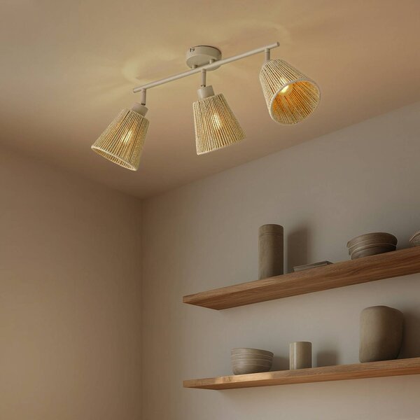 Lampa sufitowa Anuva Lindby, możliwość ściemniania, kremowy / amber, salon / jadalnia, papier / lunolit / lunopal, skandynawski