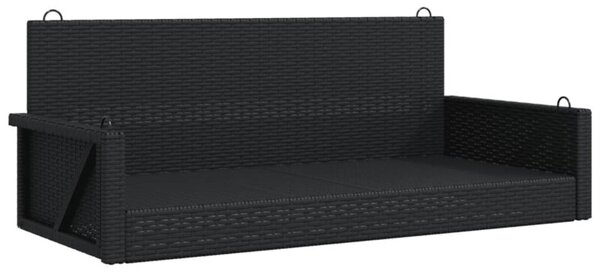 Ławka bujana, czarna, 119x56x48 cm, polirattan