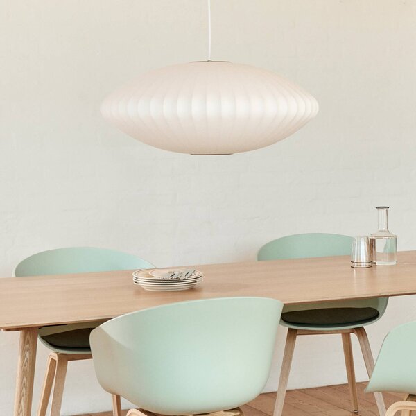 HAY Lampa wisząca designerska Nelson Saucer Bubble, możliwość ściemniania, biały / opal, salon / jadalnia, tworzywo sztuczne, design