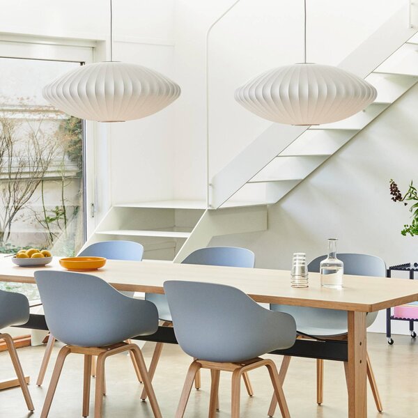 HAY Lampa wisząca designerska Nelson Saucer Bubble, możliwość ściemniania, biały / opal, salon / jadalnia, tworzywo sztuczne, design