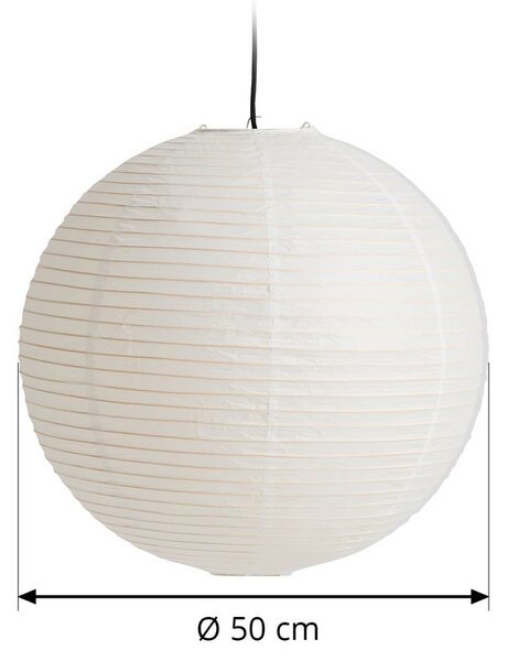 HAY Klosz lampy Paper Shade, Ø 50 cm, biały – bez zestawu przewodów Shade, biały / opal, salon / jadalnia, papier / lunolit / lunopal, skandynawski
