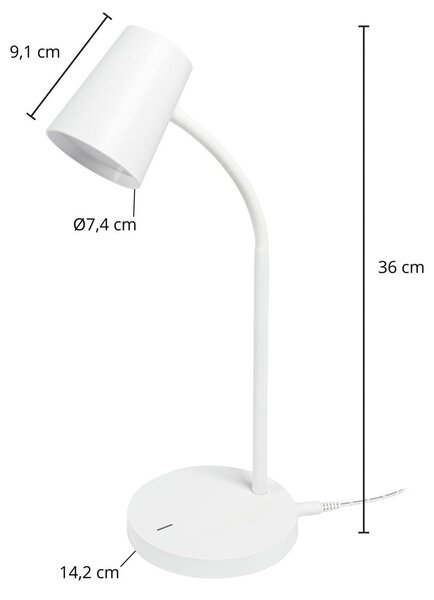 Lampa biurkowa LED Ailina Lindby, możliwość ściemniania, biały / opal, biuro, tworzywo sztuczne, nowoczesny