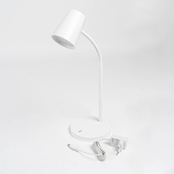 Lampa biurkowa LED Ailina Lindby, możliwość ściemniania, biały / opal, biuro, tworzywo sztuczne, nowoczesny
