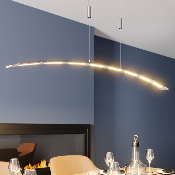 Lampa wisząca Manon Lindby, możliwość ściemniania, aluminiowy / szary / cynkowy, salon / jadalnia, szkło, nowoczesny