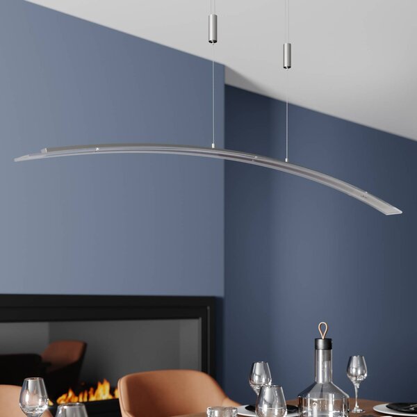 Lampa wisząca Manon Lindby, możliwość ściemniania, aluminiowy / szary / cynkowy, salon / jadalnia, szkło, nowoczesny
