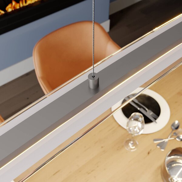 Lampa wisząca Manon Lindby, możliwość ściemniania, aluminiowy / szary / cynkowy, salon / jadalnia, szkło, nowoczesny