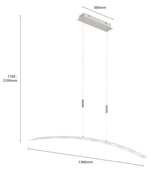 Lampa wisząca Manon Lindby, możliwość ściemniania, aluminiowy / szary / cynkowy, salon / jadalnia, szkło, nowoczesny