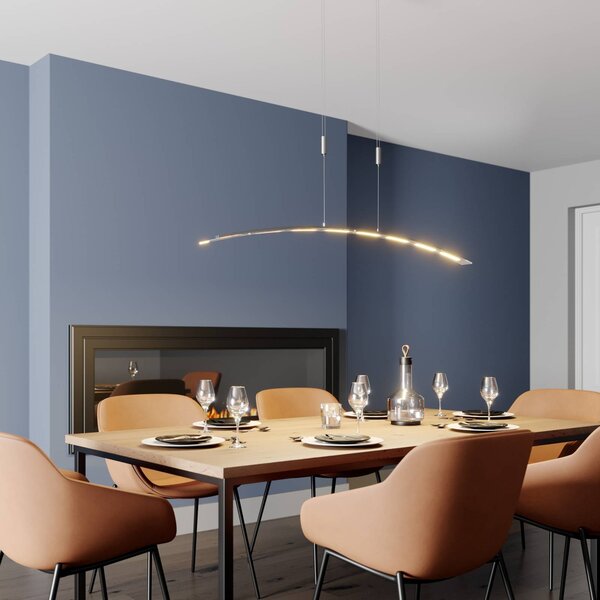 Lampa wisząca Manon Lindby, możliwość ściemniania, aluminiowy / szary / cynkowy, salon / jadalnia, szkło, nowoczesny