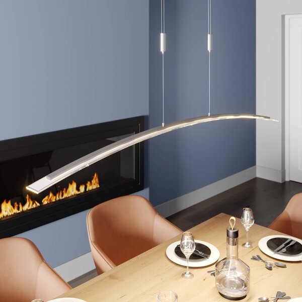 Lampa wisząca Manon Lindby, możliwość ściemniania, aluminiowy / szary / cynkowy, salon / jadalnia, szkło, nowoczesny