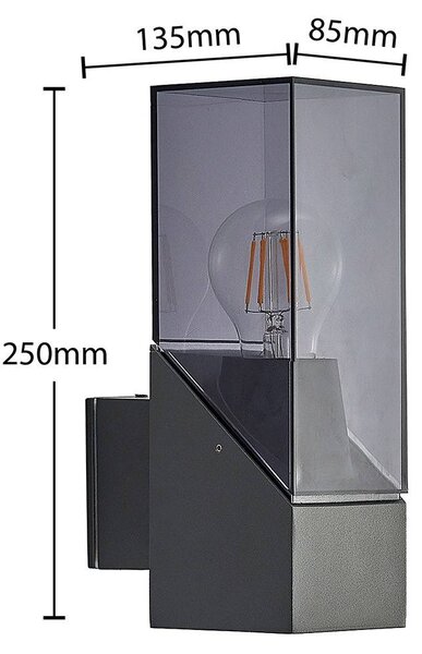 Kinkiet zewnętrzny Fiola Lucande, możliwość ściemniania, czarny, aluminium, nowoczesny