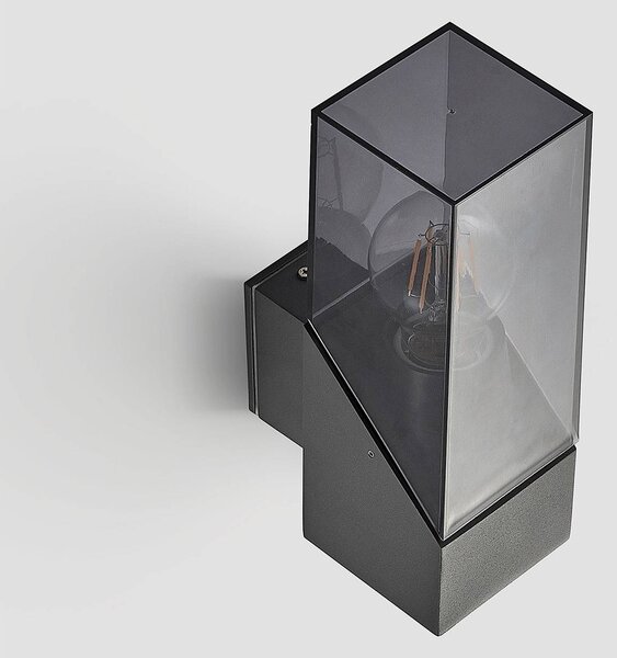Kinkiet zewnętrzny Fiola Lucande, możliwość ściemniania, czarny, aluminium, nowoczesny
